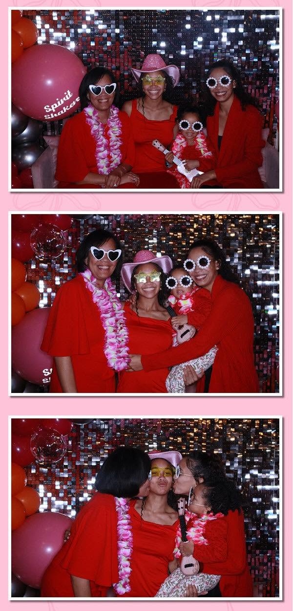 Spirit Shakers photo booth strip — group celebrating at the booth